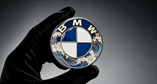 Blue and gold round custom emblem