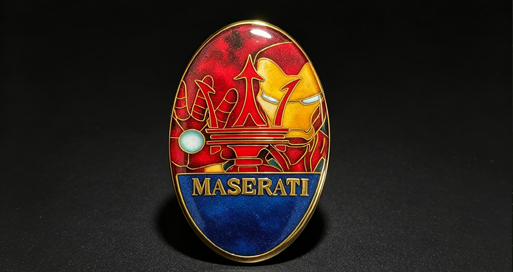 Black and gold mountain style oval emblem