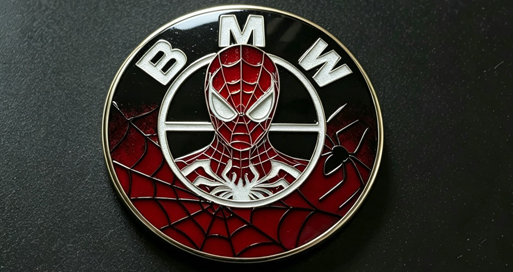 Pair of colorful oval custom emblems